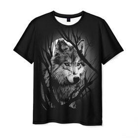 Мужская футболка 3D с принтом Серый волк в Тюмени, 100% полиэфир | прямой крой, круглый вырез горловины, длина до линии бедер | Тематика изображения на принте: animal | beast | grey | roar | wolf | волк | животное | зверь | рык | серый