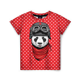 Детская футболка 3D с принтом Панда пилот в Тюмени, 100% гипоаллергенный полиэфир | прямой крой, круглый вырез горловины, длина до линии бедер, чуть спущенное плечо, ткань немного тянется | Тематика изображения на принте: bear | panda | pilot | медведь