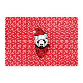 Магнитный плакат 3Х2 с принтом Панда Клаус в Тюмени, Полимерный материал с магнитным слоем | 6 деталей размером 9*9 см | Тематика изображения на принте: animal | bear | beast | claus | panda | santa | дед мороз | елка | зверь | клаус | медведь | новый год | панда | рождество | санта | снег
