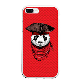 Чехол для iPhone 7Plus/8 Plus матовый с принтом Панда пират в Тюмени, Силикон | Область печати: задняя сторона чехла, без боковых панелей | animal | bay | bear | beast | captain | panda | pirate | бухта | зверь | капитан | корабль | медведь | панда | пират