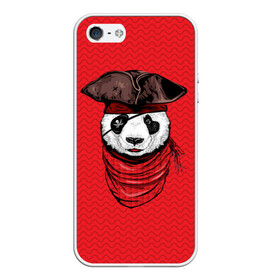 Чехол для iPhone 5/5S матовый с принтом Панда пират в Тюмени, Силикон | Область печати: задняя сторона чехла, без боковых панелей | animal | bay | bear | beast | captain | panda | pirate | бухта | зверь | капитан | корабль | медведь | панда | пират
