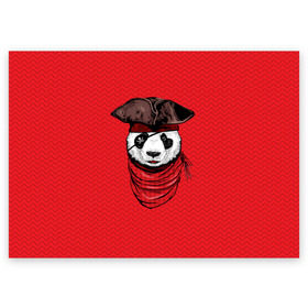 Поздравительная открытка с принтом Панда пират в Тюмени, 100% бумага | плотность бумаги 280 г/м2, матовая, на обратной стороне линовка и место для марки
 | Тематика изображения на принте: animal | bay | bear | beast | captain | panda | pirate | бухта | зверь | капитан | корабль | медведь | панда | пират