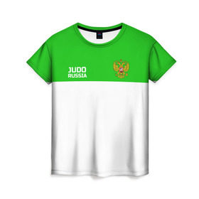 Женская футболка 3D с принтом Дзюдо в Тюмени, 100% полиэфир ( синтетическое хлопкоподобное полотно) | прямой крой, круглый вырез горловины, длина до линии бедер | judo | дзюдо | единоборства | россия | спорт | федерация