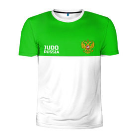 Мужская футболка 3D спортивная с принтом Дзюдо в Тюмени, 100% полиэстер с улучшенными характеристиками | приталенный силуэт, круглая горловина, широкие плечи, сужается к линии бедра | judo | дзюдо | единоборства | россия | спорт | федерация