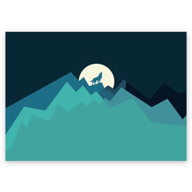 Поздравительная открытка с принтом Воющий волк в Тюмени, 100% бумага | плотность бумаги 280 г/м2, матовая, на обратной стороне линовка и место для марки
 | animal | beast | moon | night | wolf | вой | волк | животное | зверь | луна | ночь