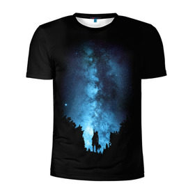 Мужская футболка 3D спортивная с принтом Млечный путь в Тюмени, 100% полиэстер с улучшенными характеристиками | приталенный силуэт, круглая горловина, широкие плечи, сужается к линии бедра | Тематика изображения на принте: galaxy | milky way | night | space | star | вселенная | галактика | звезды | космос | млечный | ночь | путь