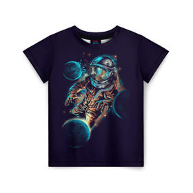 Детская футболка 3D с принтом Космический удар в Тюмени, 100% гипоаллергенный полиэфир | прямой крой, круглый вырез горловины, длина до линии бедер, чуть спущенное плечо, ткань немного тянется | cosmonaut | galaxy | planet | space | star | астронавт | галактика | звезда | космонавт | космос | планета