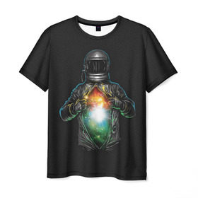 Мужская футболка 3D с принтом Космос внутри в Тюмени, 100% полиэфир | прямой крой, круглый вырез горловины, длина до линии бедер | cosmonaut | galaxy | planet | space | star | автронавт | галактика | звезды | космонавт | космос