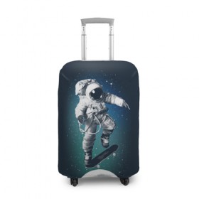 Чехол для чемодана 3D с принтом Космический скейтбординг в Тюмени, 86% полиэфир, 14% спандекс | двустороннее нанесение принта, прорези для ручек и колес | cosmonaut | galaxy | planet | skate | space | star | галактика | звезды | космонавт | космос | планета | скейт
