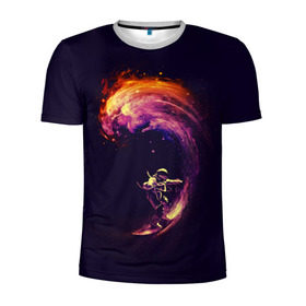 Мужская футболка 3D спортивная с принтом Космический серфинг в Тюмени, 100% полиэстер с улучшенными характеристиками | приталенный силуэт, круглая горловина, широкие плечи, сужается к линии бедра | cosmonaut | galaxy | planet | space | star | surf | галактика | звезды | космонавт | космос | планета | серф