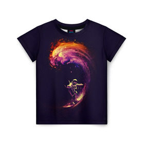 Детская футболка 3D с принтом Космический серфинг в Тюмени, 100% гипоаллергенный полиэфир | прямой крой, круглый вырез горловины, длина до линии бедер, чуть спущенное плечо, ткань немного тянется | cosmonaut | galaxy | planet | space | star | surf | галактика | звезды | космонавт | космос | планета | серф