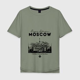 Мужская футболка хлопок Oversize с принтом Москва, ВДНХ в Тюмени, 100% хлопок | свободный крой, круглый ворот, “спинка” длиннее передней части | 