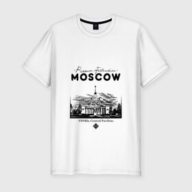 Мужская футболка премиум с принтом Москва, ВДНХ в Тюмени, 92% хлопок, 8% лайкра | приталенный силуэт, круглый вырез ворота, длина до линии бедра, короткий рукав | Тематика изображения на принте: 