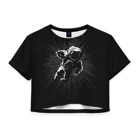 Женская футболка 3D укороченная с принтом Космическое прикосновение в Тюмени, 100% полиэстер | круглая горловина, длина футболки до линии талии, рукава с отворотами | astro | cosmo | galaxy | planet | space | star | астронавт | галактика | звезды | космонавт | космос | планета