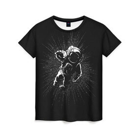 Женская футболка 3D с принтом Космическое прикосновение в Тюмени, 100% полиэфир ( синтетическое хлопкоподобное полотно) | прямой крой, круглый вырез горловины, длина до линии бедер | astro | cosmo | galaxy | planet | space | star | астронавт | галактика | звезды | космонавт | космос | планета