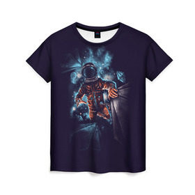 Женская футболка 3D с принтом Неизвестная галактика в Тюмени, 100% полиэфир ( синтетическое хлопкоподобное полотно) | прямой крой, круглый вырез горловины, длина до линии бедер | astro | cosmo | galaxy | planet | space | star | астронавт | галактика | звезды | космонавт | космос | планета