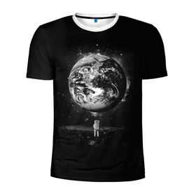 Мужская футболка 3D спортивная с принтом Взгляд на землю в Тюмени, 100% полиэстер с улучшенными характеристиками | приталенный силуэт, круглая горловина, широкие плечи, сужается к линии бедра | astro | cosmo | galaxy | moon | planet | space | star | автронавт | галактика | звезды | земля | космонавт | космос | луна | планета