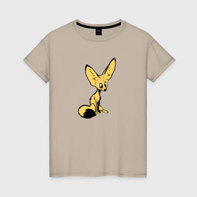 Женская футболка хлопок с принтом Лисенок в Тюмени, 100% хлопок | прямой крой, круглый вырез горловины, длина до линии бедер, слегка спущенное плечо | животное | лиса | фенек
