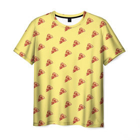 Мужская футболка 3D с принтом Рай пиццы в Тюмени, 100% полиэфир | прямой крой, круглый вырез горловины, длина до линии бедер | food | pizza | грибы | еда | завтрак | колбаса | обед | пицца | помидор | ужин | фастфуд