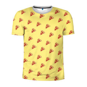 Мужская футболка 3D спортивная с принтом Рай пиццы в Тюмени, 100% полиэстер с улучшенными характеристиками | приталенный силуэт, круглая горловина, широкие плечи, сужается к линии бедра | food | pizza | грибы | еда | завтрак | колбаса | обед | пицца | помидор | ужин | фастфуд