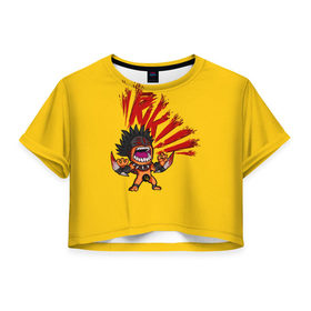 Женская футболка 3D укороченная с принтом Bloodseeker Rage в Тюмени, 100% полиэстер | круглая горловина, длина футболки до линии талии, рукава с отворотами | dota | rage | riki | блудсикер | дота | кровь | рики | ярость