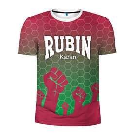 Мужская футболка 3D спортивная с принтом Rubin Kazan в Тюмени, 100% полиэстер с улучшенными характеристиками | приталенный силуэт, круглая горловина, широкие плечи, сужается к линии бедра | казань | рубин