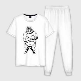 Мужская пижама хлопок с принтом Решаю проблемы не дорого в Тюмени, 100% хлопок | брюки и футболка прямого кроя, без карманов, на брюках мягкая резинка на поясе и по низу штанин
 | 