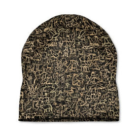 Шапка 3D с принтом Египетские иероглифы в Тюмени, 100% полиэстер | универсальный размер, печать по всей поверхности изделия | африка | древний | египет | знак | история | паттерн | письменность | символ | текстура