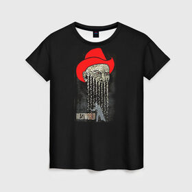 Женская футболка 3D с принтом Мир дикого запада 4 в Тюмени, 100% полиэфир ( синтетическое хлопкоподобное полотно) | прямой крой, круглый вырез горловины, длина до линии бедер | westworld | западный мир | мир дикого запада