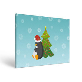 Холст прямоугольный с принтом Новогодний пингвинчик в Тюмени, 100% ПВХ |  | Тематика изображения на принте: елка | новый год | пингвин