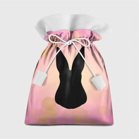 Подарочный 3D мешок с принтом Силуэт зайчика в Тюмени, 100% полиэстер | Размер: 29*39 см | зайчик | персиковый | розовый | силуэт