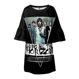 Детское платье 3D с принтом Bring Me The Horizon в Тюмени, 100% полиэстер | прямой силуэт, чуть расширенный к низу. Круглая горловина, на рукавах — воланы | Тематика изображения на принте: bmth | bring me | bring me the horizon | bring me the horizont | doomed | бринг ми | бринг ми зе | бринг ми зе хоризон