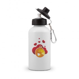 Бутылка спортивная с принтом Влюбленные лисы в Тюмени, металл | емкость — 500 мл, в комплекте две пластиковые крышки и карабин для крепления | 