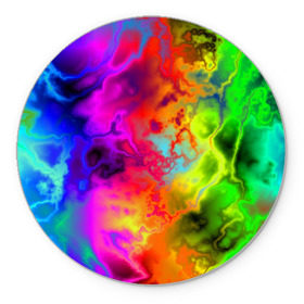 Коврик круглый с принтом Красочное безумие в Тюмени, резина и полиэстер | круглая форма, изображение наносится на всю лицевую часть | кислота | радуга | разноцветный | яркий