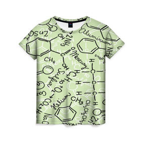 Женская футболка 3D с принтом Формула в Тюмени, 100% полиэфир ( синтетическое хлопкоподобное полотно) | прямой крой, круглый вырез горловины, длина до линии бедер | новая | формула | химия