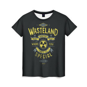 Женская футболка 3D с принтом Come to Wasteland в Тюмени, 100% полиэфир ( синтетическое хлопкоподобное полотно) | прямой крой, круглый вырез горловины, длина до линии бедер | Тематика изображения на принте: atom | bomb | boy | fallout | radioactive | vault | wasteland | атом | бой | бомба | волт | мальчик | радиация | фоллаут | ядерная