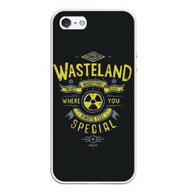 Чехол для iPhone 5/5S матовый с принтом Come to Wasteland в Тюмени, Силикон | Область печати: задняя сторона чехла, без боковых панелей | atom | bomb | boy | fallout | radioactive | vault | wasteland | атом | бой | бомба | волт | мальчик | радиация | фоллаут | ядерная