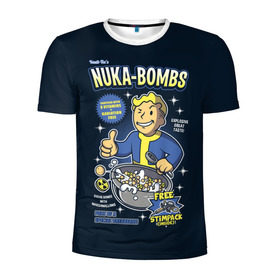 Мужская футболка 3D спортивная с принтом Nuka Bombs в Тюмени, 100% полиэстер с улучшенными характеристиками | приталенный силуэт, круглая горловина, широкие плечи, сужается к линии бедра | atom | bomb | boy | fallout | radioactive | vault | wasteland | атом | бой | бомба | волт | мальчик | радиация | фоллаут | ядерная