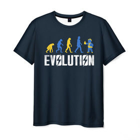 Мужская футболка 3D с принтом Vault Evolution в Тюмени, 100% полиэфир | прямой крой, круглый вырез горловины, длина до линии бедер | atom | bomb | boy | fallout | radioactive | vault | wasteland | атом | бой | бомба | волт | мальчик | радиация | фоллаут | ядерная