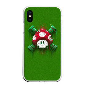 Чехол для iPhone XS Max матовый с принтом Mario Mushroom в Тюмени, Силикон | Область печати: задняя сторона чехла, без боковых панелей | Тематика изображения на принте: 8 bit | 8 бит | nintendo | гриб | нинтендо