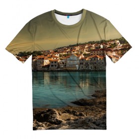 Мужская футболка 3D с принтом Хорватия в Тюмени, 100% полиэфир | прямой крой, круглый вырез горловины, длина до линии бедер | Тематика изображения на принте: город | пейзаж