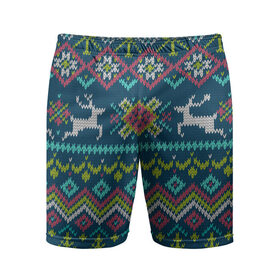 Мужские шорты 3D спортивные с принтом Вязаный узор 6 в Тюмени,  |  | ангел | ёлка | ель | зима | колокольчик | нг | новый год | олень | рождество | санта | свитер | снег