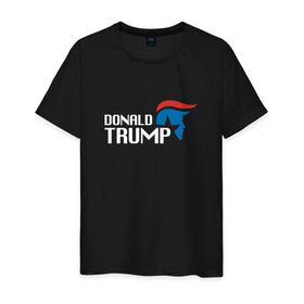 Мужская футболка хлопок с принтом Donald Trump logo в Тюмени, 100% хлопок | прямой крой, круглый вырез горловины, длина до линии бедер, слегка спущенное плечо. | дональд | трамп