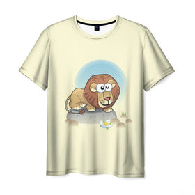 Мужская футболка 3D с принтом Львенок в Тюмени, 100% полиэфир | прямой крой, круглый вырез горловины, длина до линии бедер | агрессивные | веселые | довольно | забавные | интересные | новинки | отчаянные