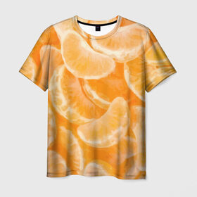 Мужская футболка 3D с принтом Мандаринки на НГ в Тюмени, 100% полиэфир | прямой крой, круглый вырез горловины, длина до линии бедер | 2017 | желтый | нг | новый год | фрукты