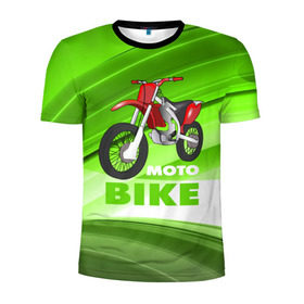 Мужская футболка 3D спортивная с принтом Motobike в Тюмени, 100% полиэстер с улучшенными характеристиками | приталенный силуэт, круглая горловина, широкие плечи, сужается к линии бедра | байк | байкер | мото | мотогонки | мотоспорт | мотоцикл