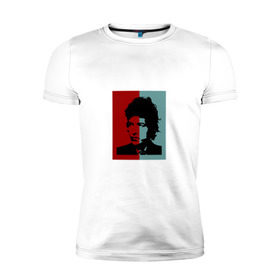 Мужская футболка премиум с принтом Bob Dylan в Тюмени, 92% хлопок, 8% лайкра | приталенный силуэт, круглый вырез ворота, длина до линии бедра, короткий рукав | дилан | знаменитости | музыка | рок