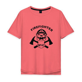 Мужская футболка хлопок Oversize с принтом МЧС в Тюмени, 100% хлопок | свободный крой, круглый ворот, “спинка” длиннее передней части | мчс | пожарный