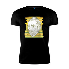 Мужская футболка премиум с принтом Ван Гог в Тюмени, 92% хлопок, 8% лайкра | приталенный силуэт, круглый вырез ворота, длина до линии бедра, короткий рукав | ван гог | геометрия | глаз | знаенитость | лайнворк | мода | рисунок | тату | художник