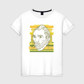 Женская футболка хлопок с принтом Ван Гог в Тюмени, 100% хлопок | прямой крой, круглый вырез горловины, длина до линии бедер, слегка спущенное плечо | ван гог | геометрия | глаз | знаенитость | лайнворк | мода | рисунок | тату | художник